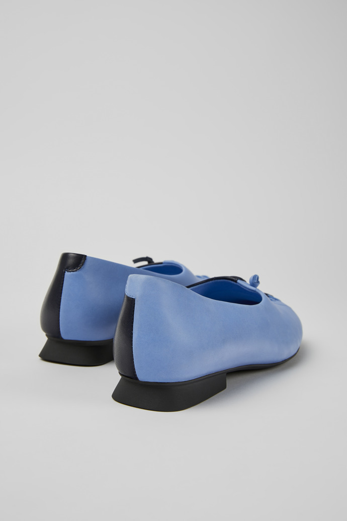 Back view of Twins Blue leather ballerina flats for women