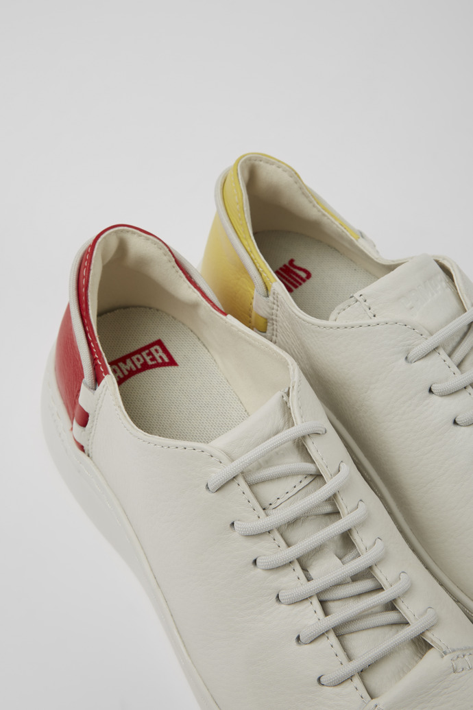 Close-up view of Twins White leather sneakers for women