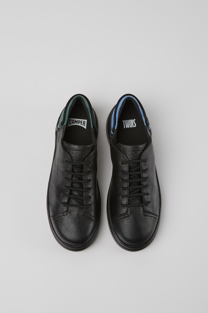Overhead view of Twins Black leather sneakers for women