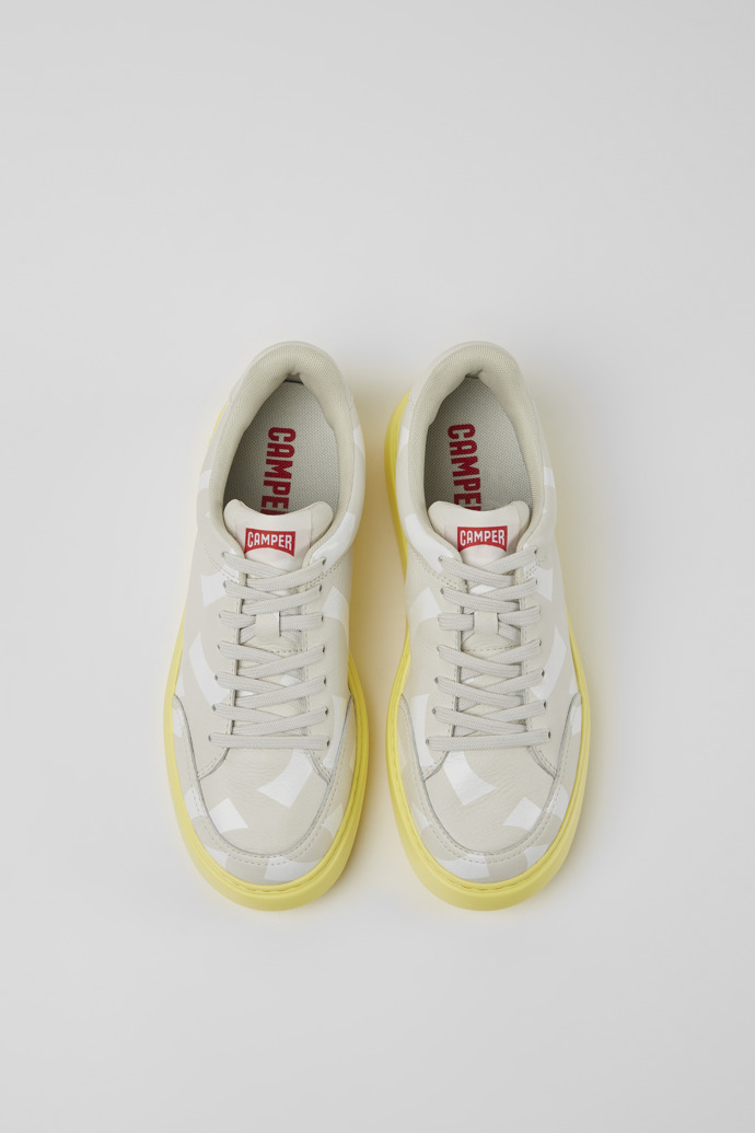 Overhead view of Runner K21 White leather sneakers for women