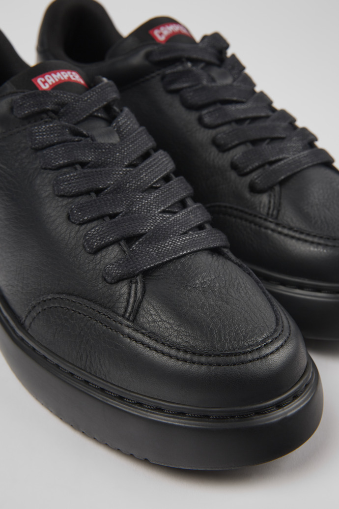 Close-up view of Runner K21 Black leather sneakers for women