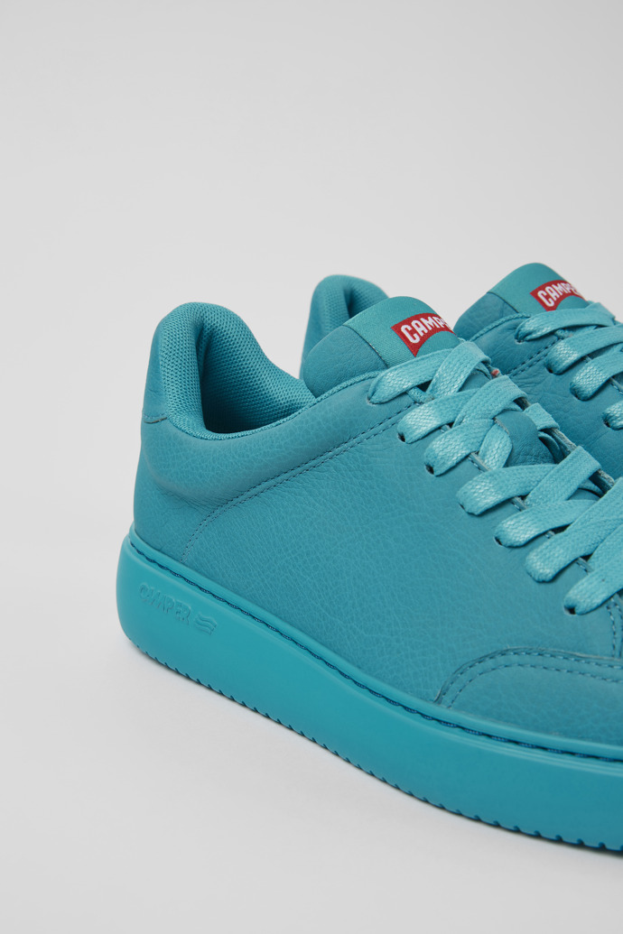 Close-up view of Runner K21 Blue leather sneakers for women