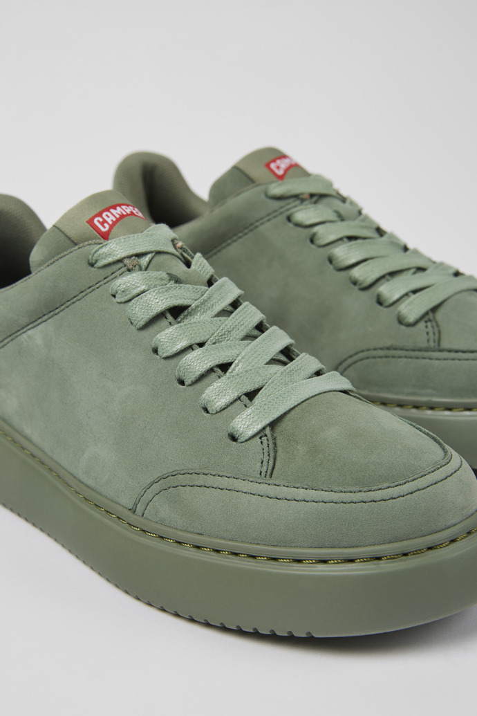 Close-up view of Runner K21 Green nubuck sneakers for women