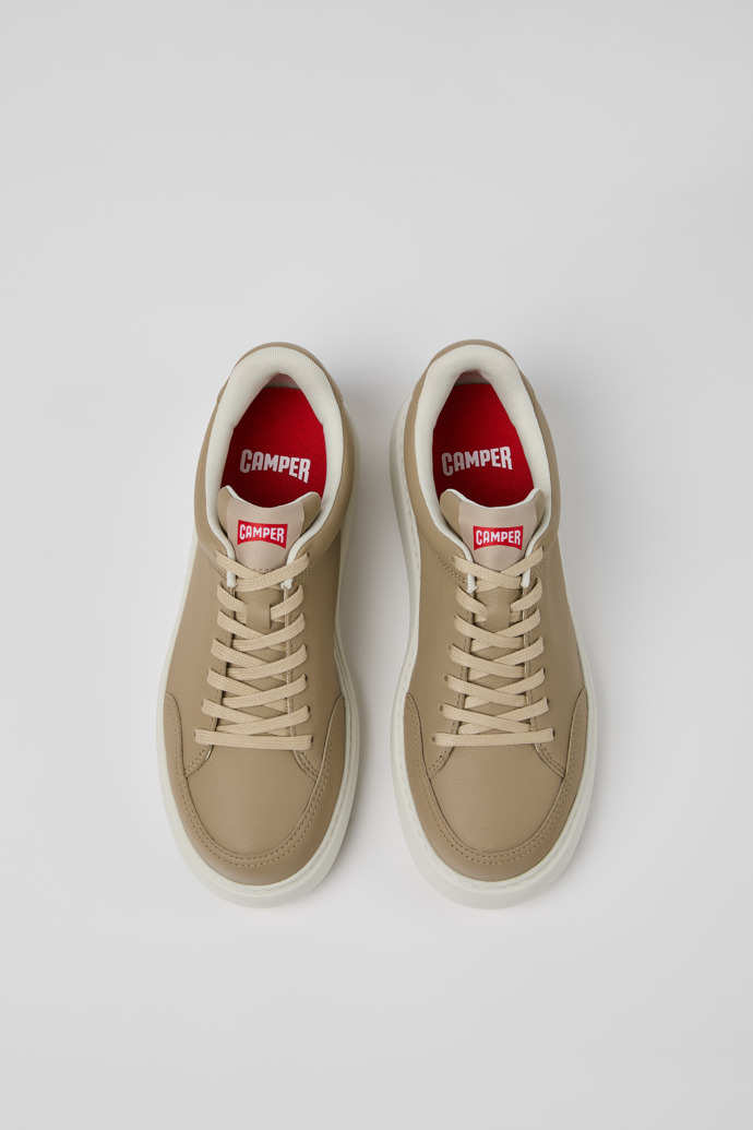 Runner K21 Zapatos de piel beige para mujer.