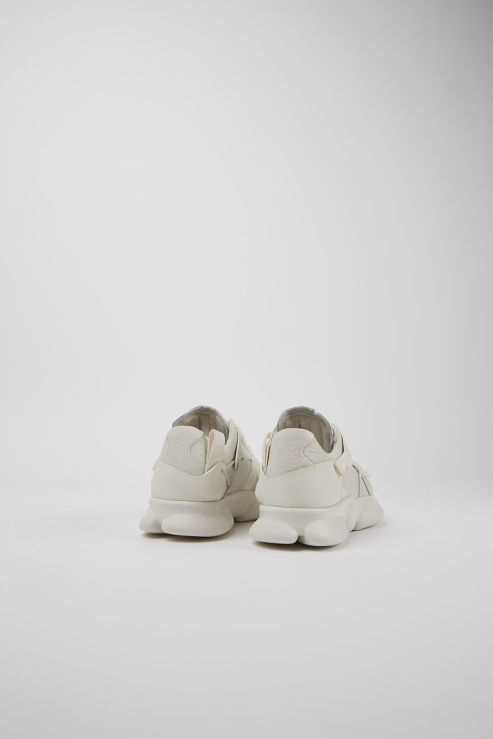Back view of Karst White non-dyed leather sneakers for women