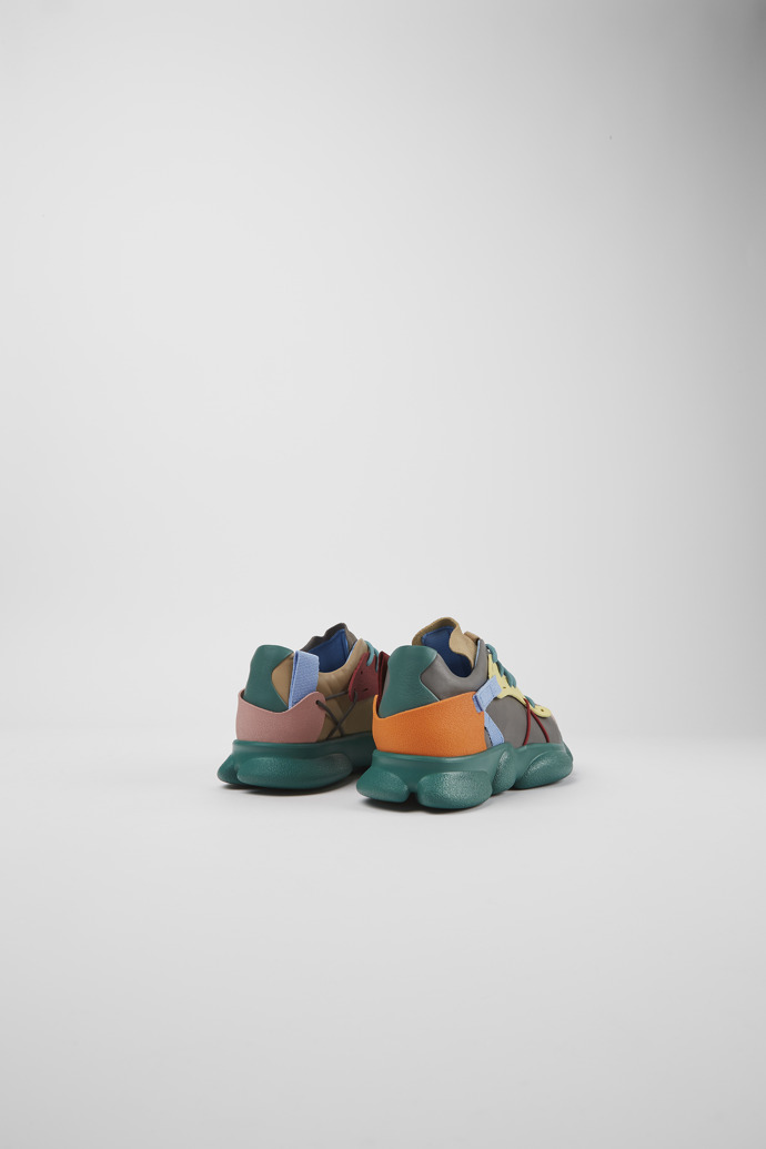 Back view of Twins Multicolored leather and nubuck sneakers for women