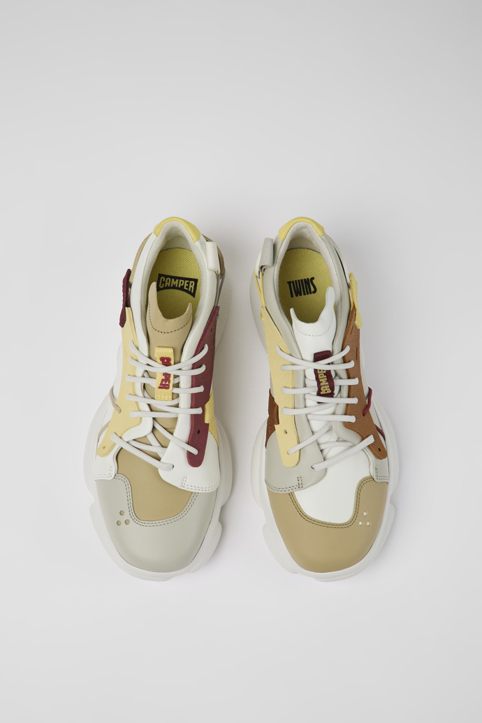 Overhead view of Twins Multicolored leather and textile sneakers for women