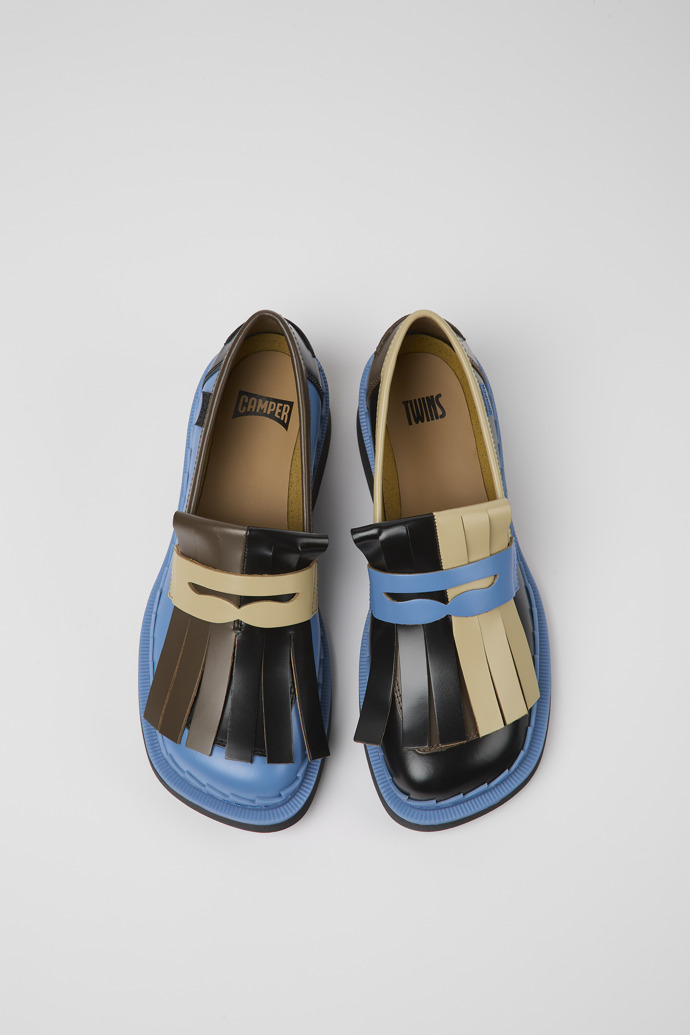 Overhead view of Twins Multicolored leather loafers for women