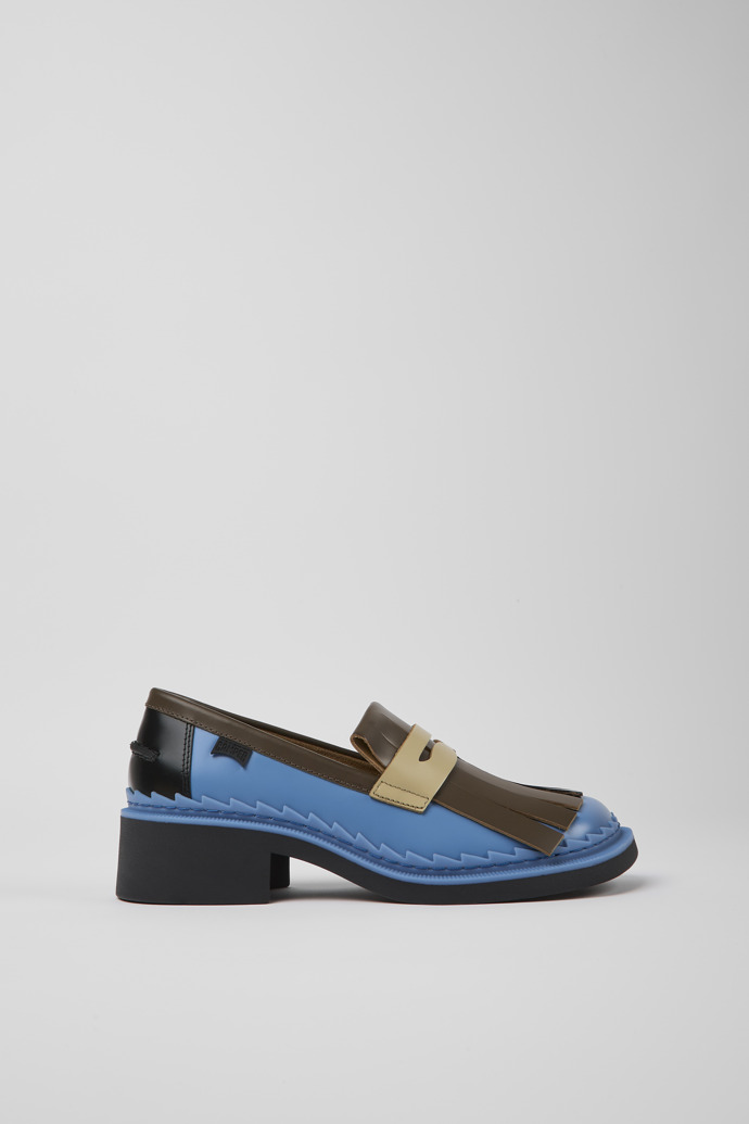 Side view of Twins Multicolored leather loafers for women