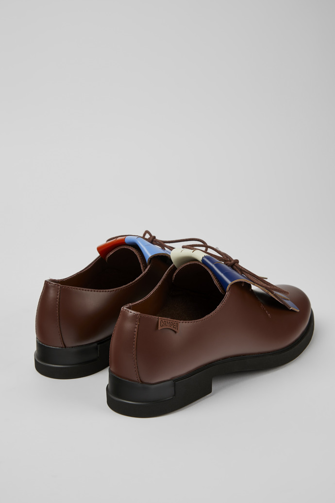 Back view of Twins Burgundy and blue leather shoes for women