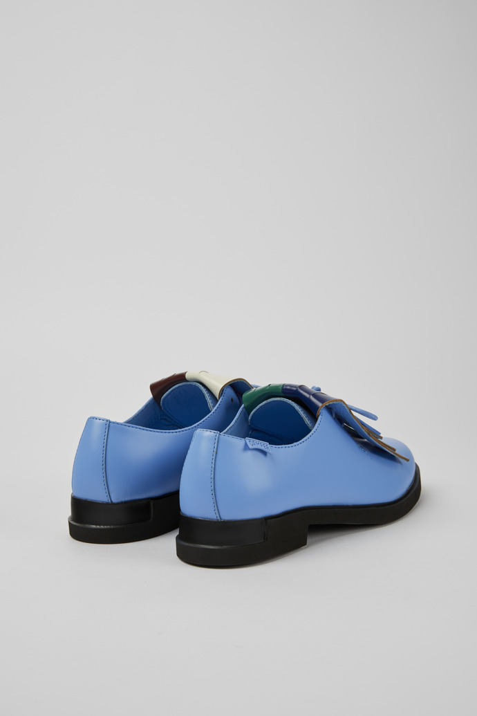 Back view of Twins Blue and green leather shoes for women