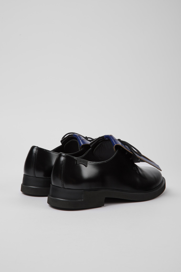 Back view of Twins Black and blue leather shoes for women