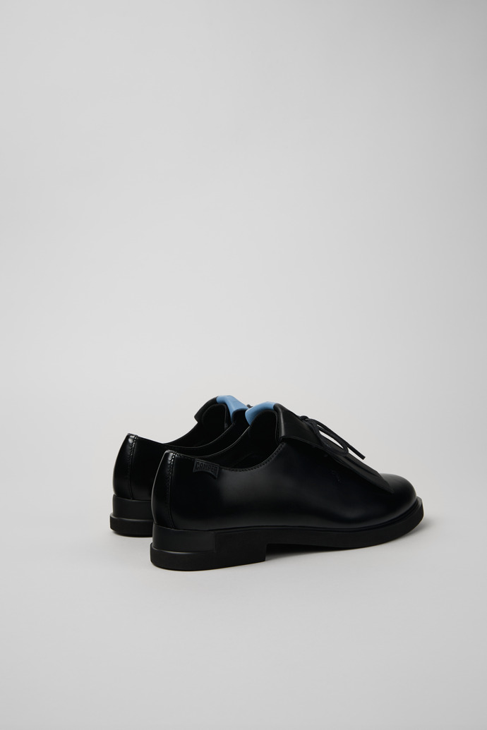 Back view of Twins Black Leather Shoe for Women