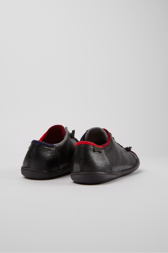 Back view of Twins Black leather and wool shoes for women