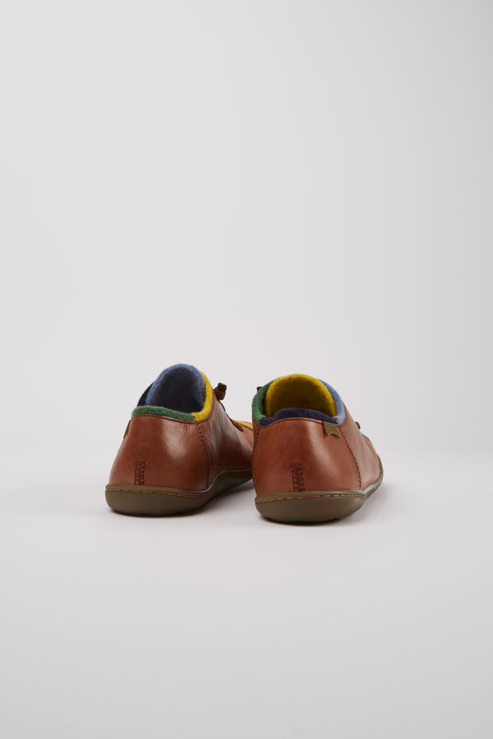 Back view of Twins Brown and blue leather shoes for women