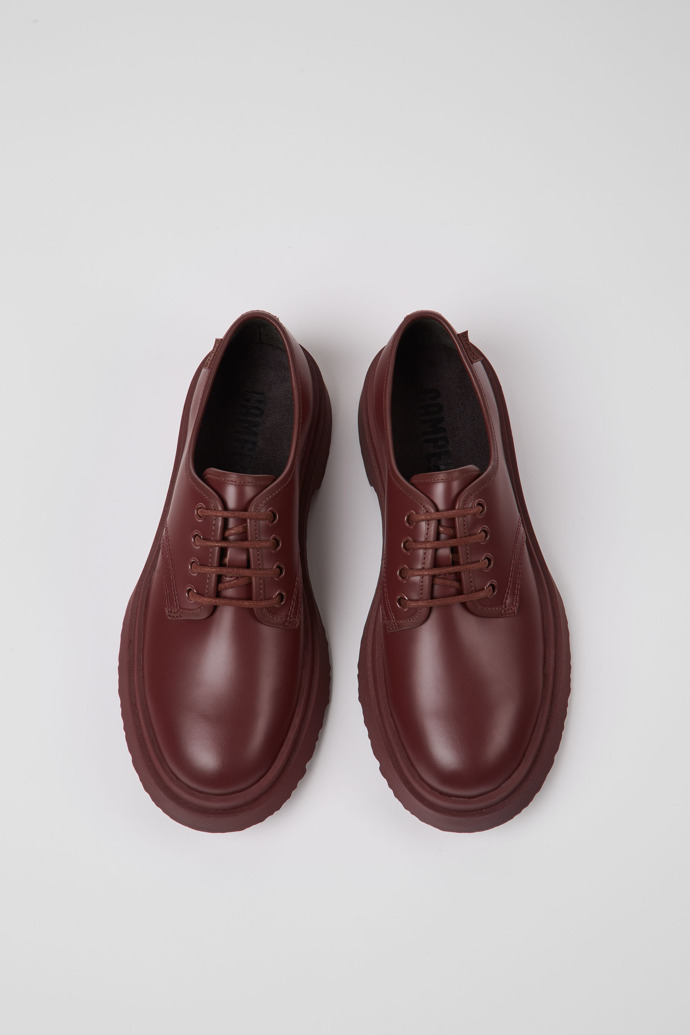 Overhead view of Walden Burgundy leather lace-up shoes for women