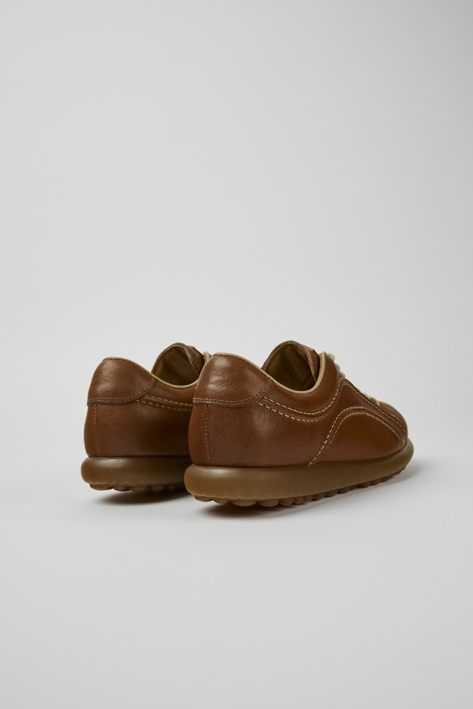 Back view of Pelotas Brown leather sneakers for women