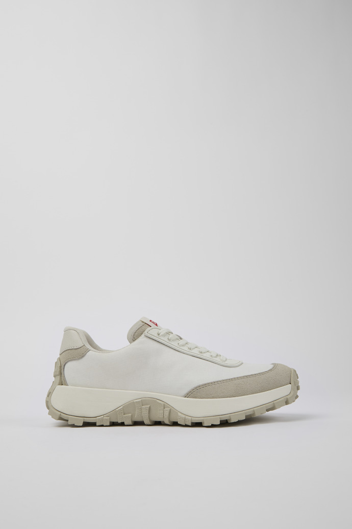 Side view of Drift Trail VIBRAM White textile and nubuck sneakers for women