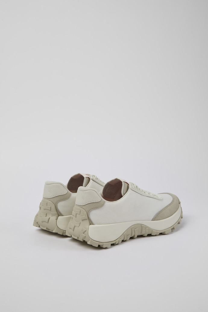 Back view of Drift Trail VIBRAM White textile and nubuck sneakers for women