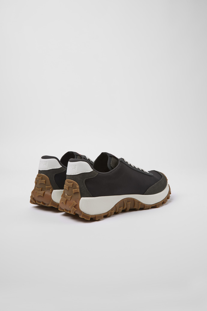 Back view of Drift Trail VIBRAM Black recycled PET and nubuck sneakers for women
