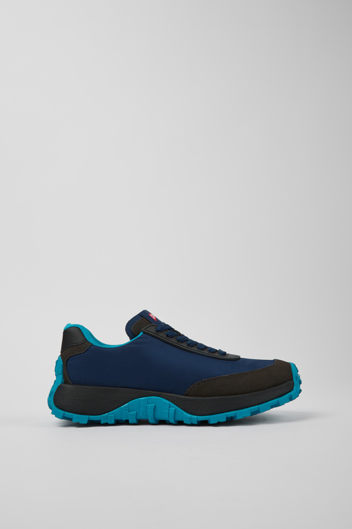 Side view of Drift Trail VIBRAM Blue recycled PET and nubuck sneakers for women