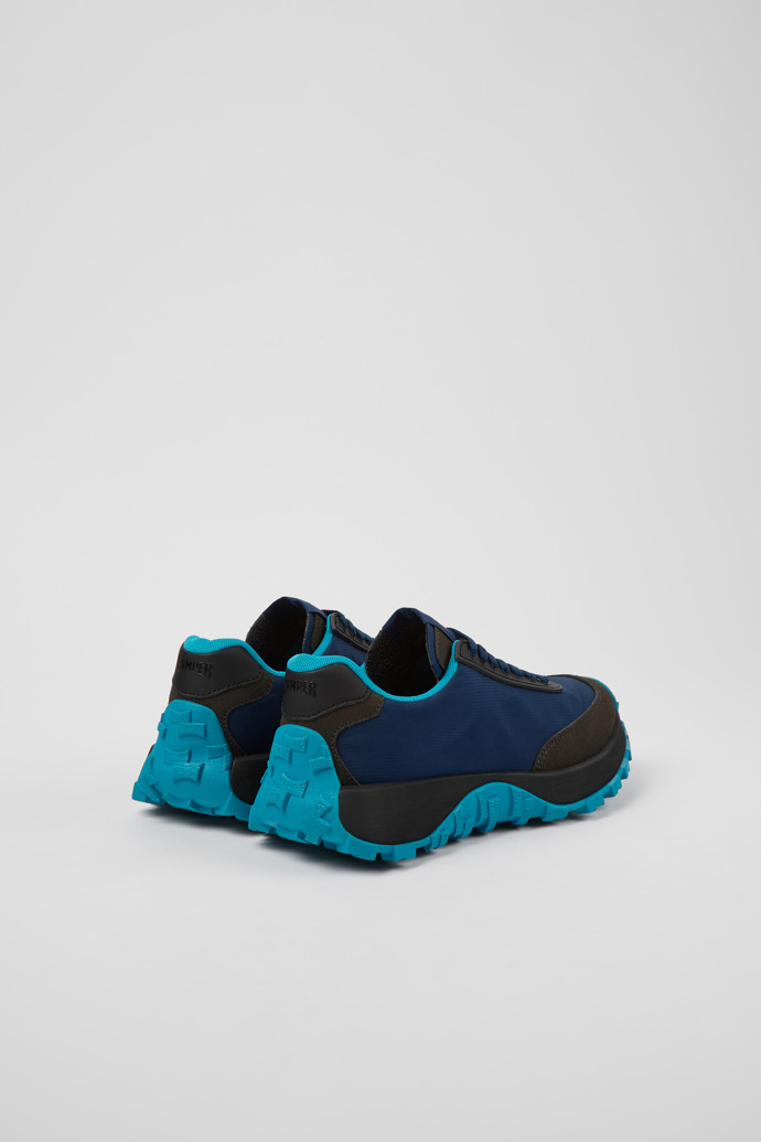 Back view of Drift Trail VIBRAM Blue recycled PET and nubuck sneakers for women