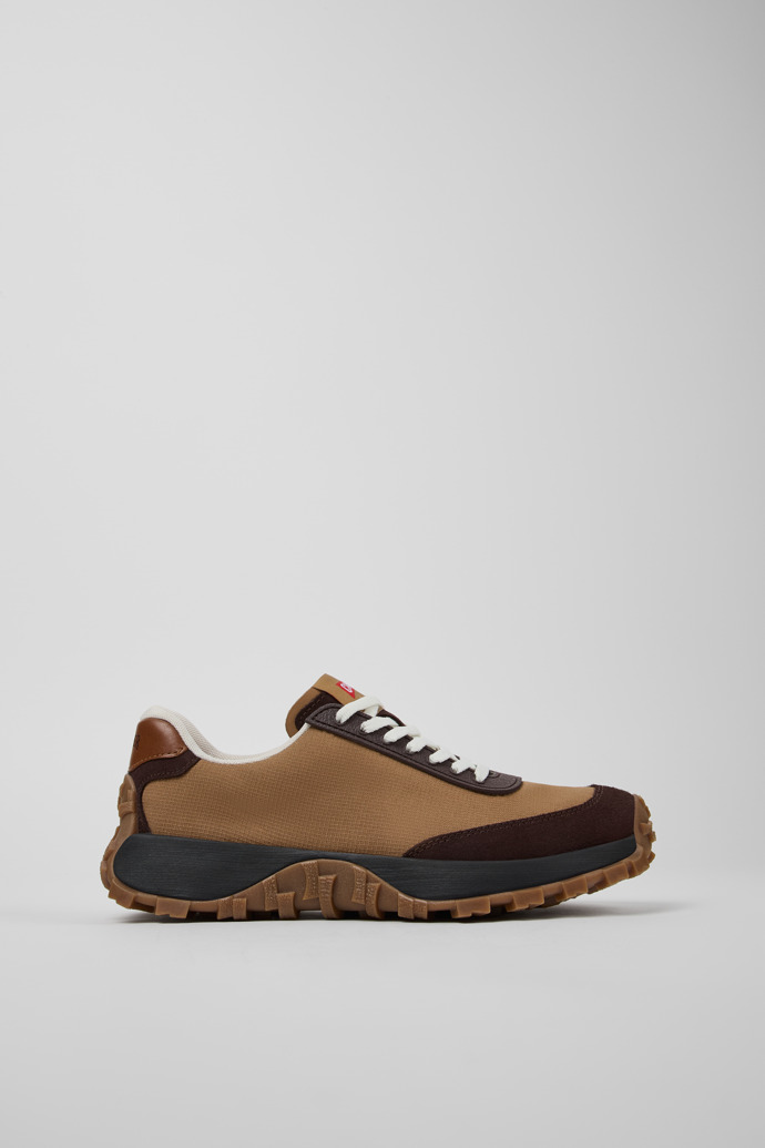Side view of Drift Trail VIBRAM Brown textile and nubuck sneakers for women