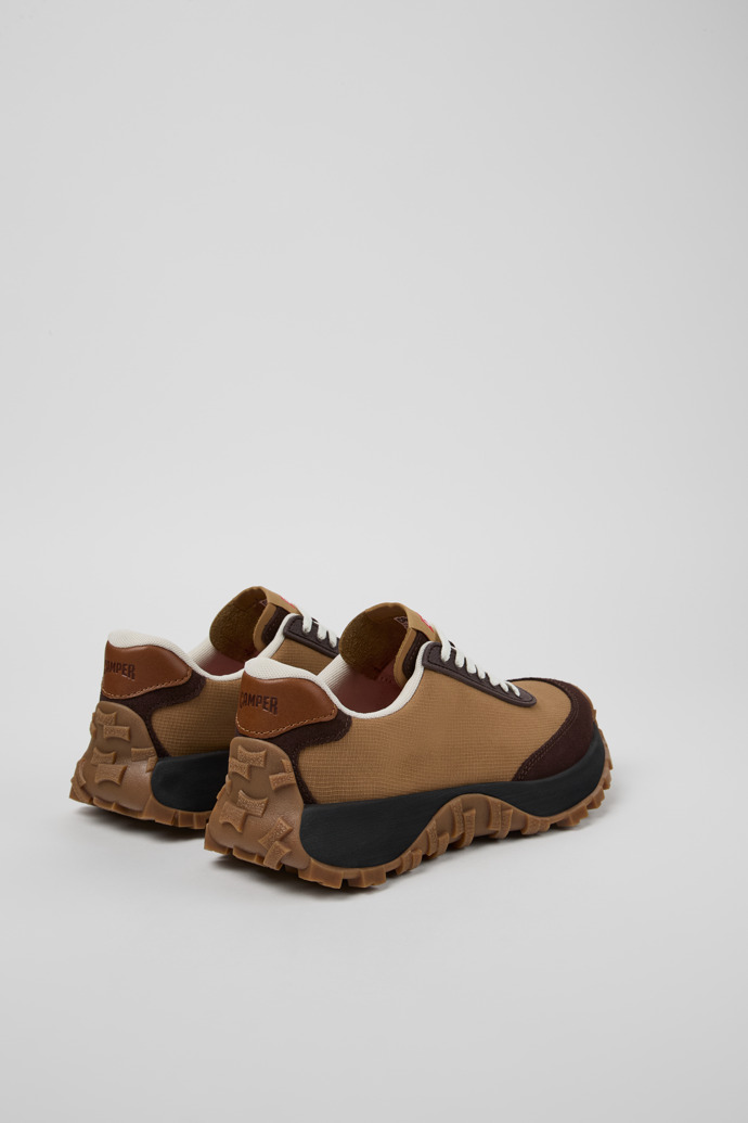 Back view of Drift Trail VIBRAM Brown textile and nubuck sneakers for women
