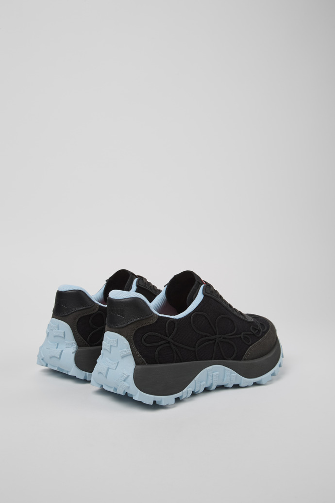 Back view of Drift Trail VIBRAM Black textile and nubuck sneakers for women