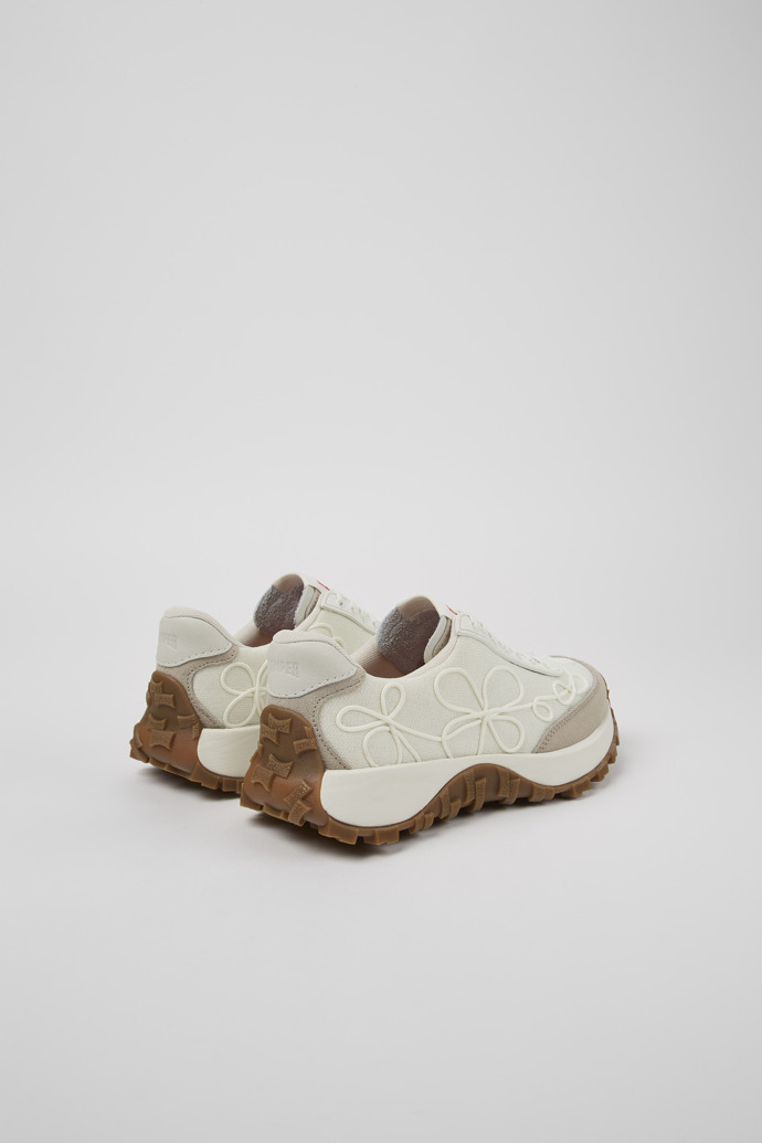 Back view of Drift Trail VIBRAM White textile and nubuck sneakers for women