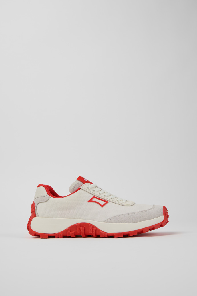 Side view of Drift Trail VIBRAM White Recycled PET and Nubuck Women's Sneakers.