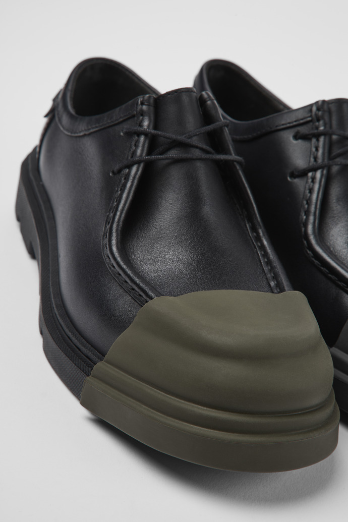 Close-up view of Junction Black responsibly raised leather shoes for women