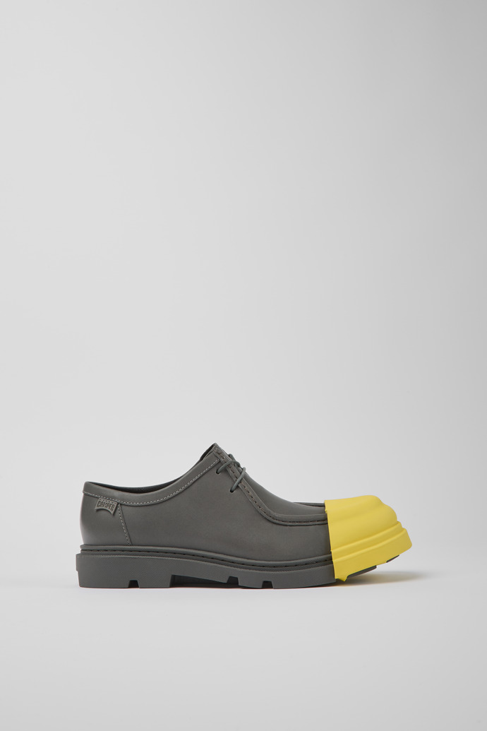 Side view of Junction Gray responsibly raised leather shoes for women