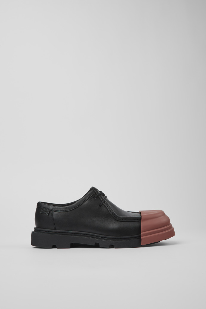 Side view of Junction Black Leather Wallabee Shoe for Women