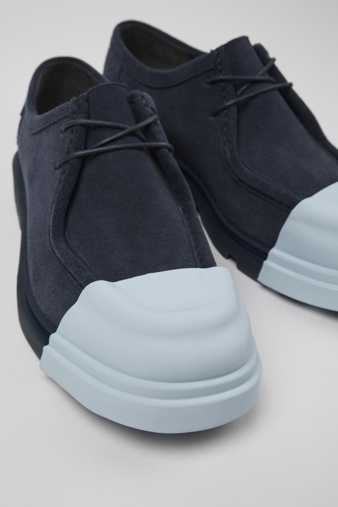 Close-up view of Junction Blue nubuck shoes for women