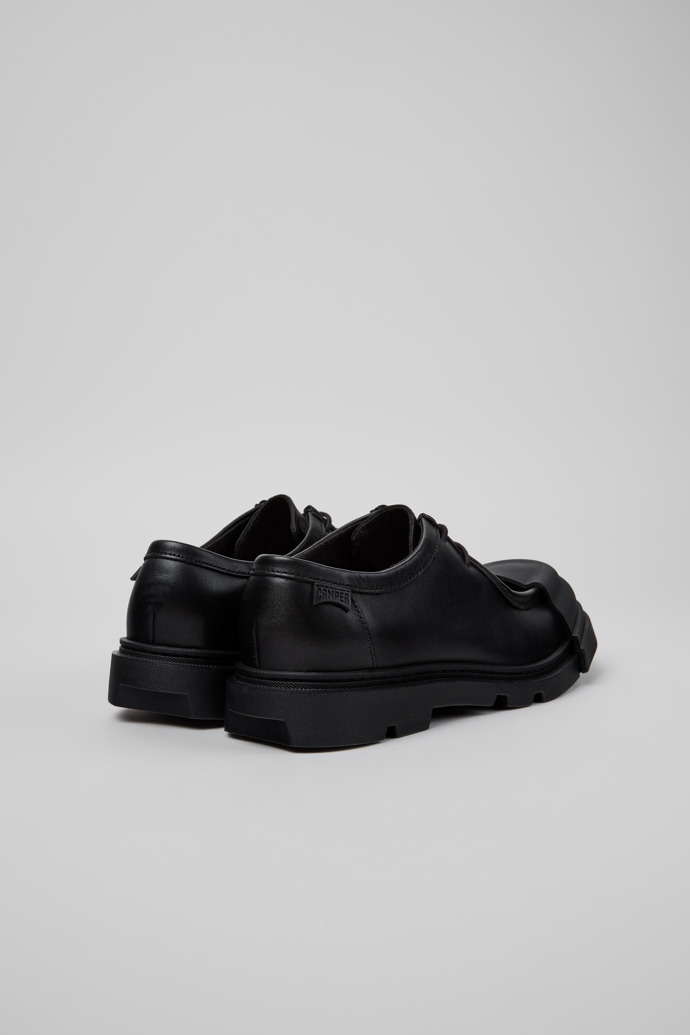 Back view of Junction Black Leather Shoes for Women.