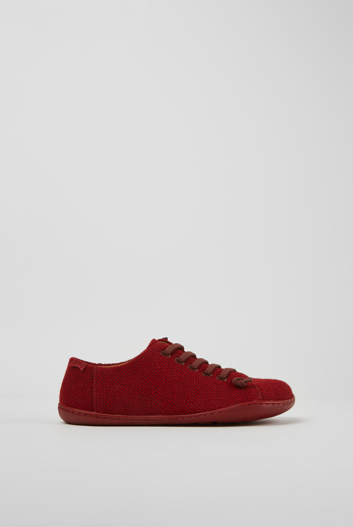 Image of Side view of Peu Burgundy wool and viscose shoes for women