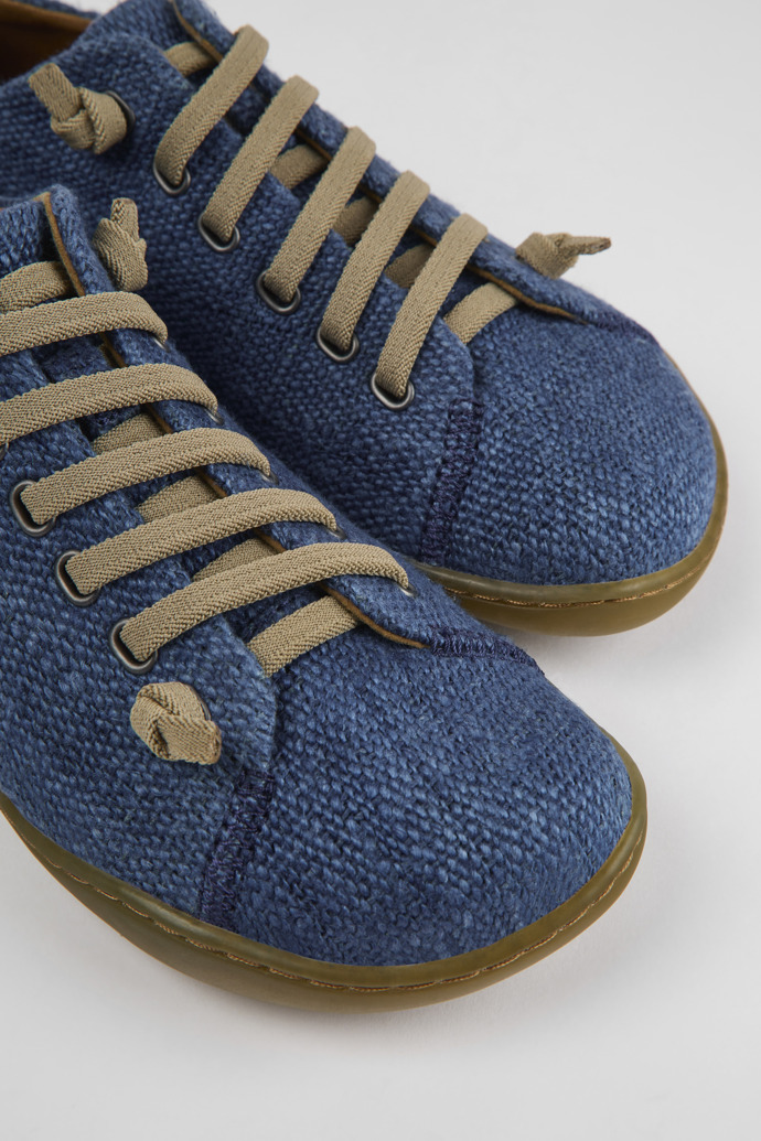 Close-up view of Peu Blue textile shoes for women