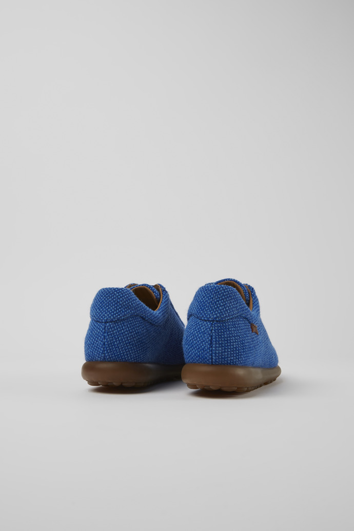 Back view of Pelotas Blue wool and viscose sneakers