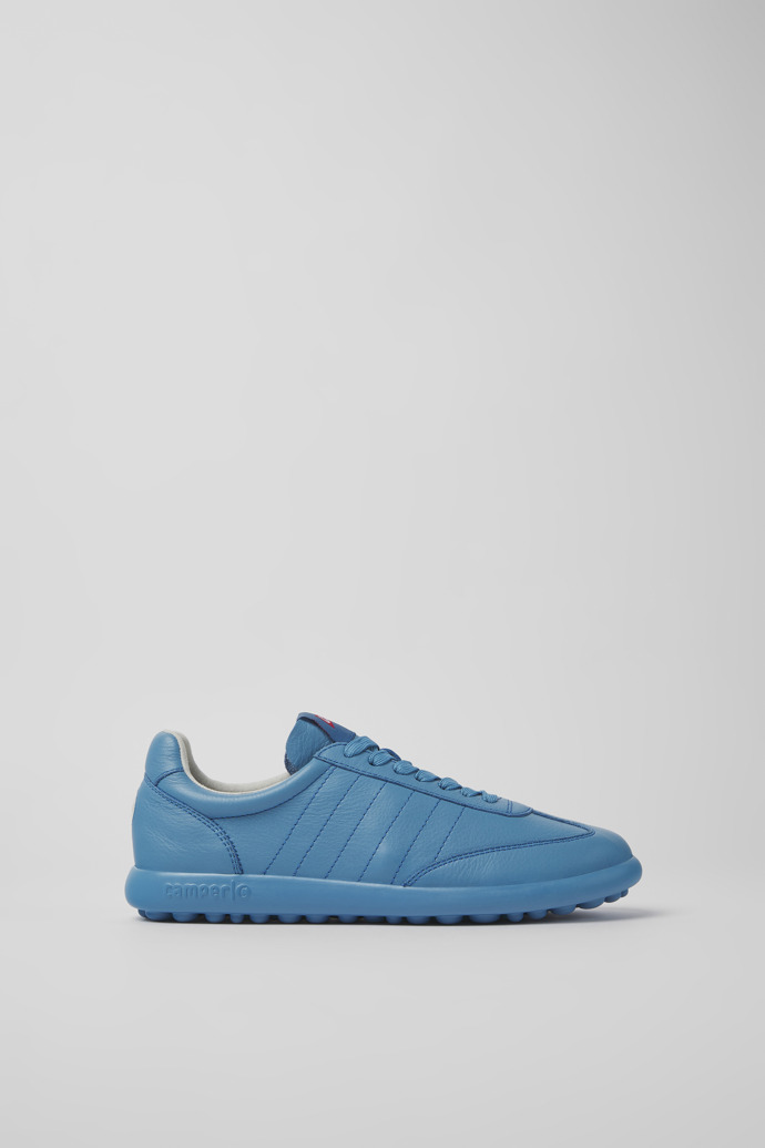 Side view of Pelotas XLite Blue leather sneakers for women