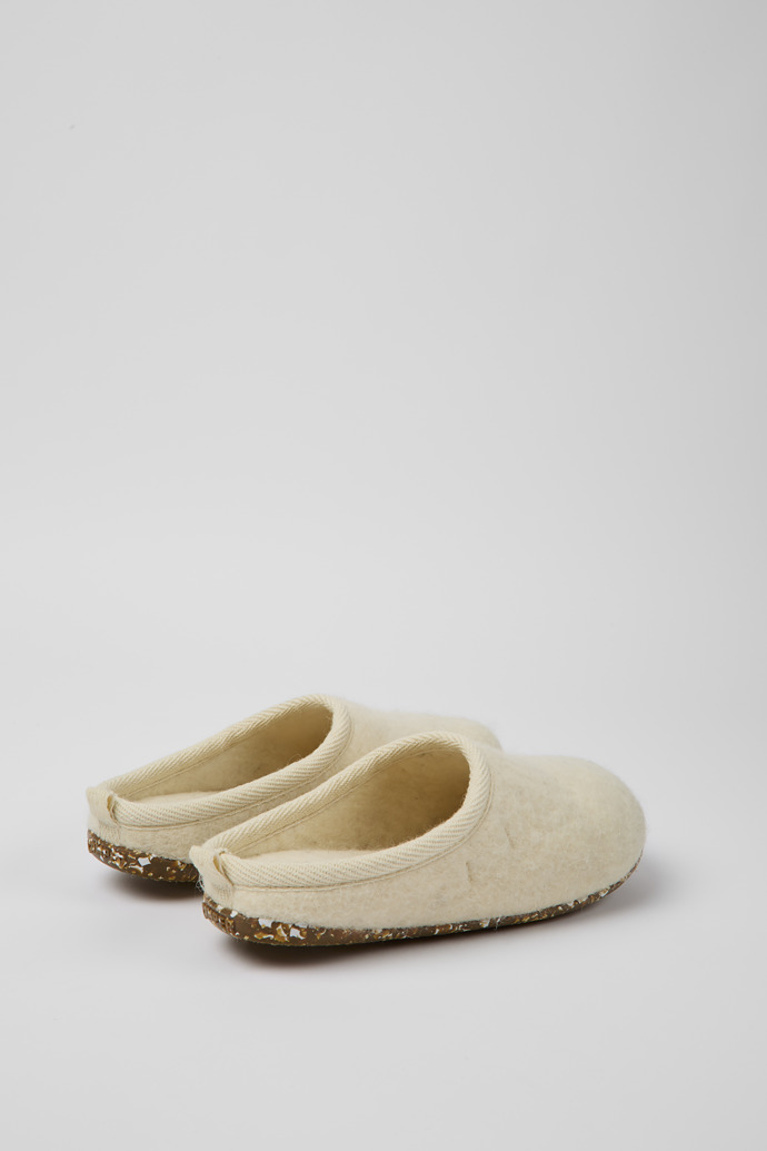 Back view of Wabi Beige wool slippers for women