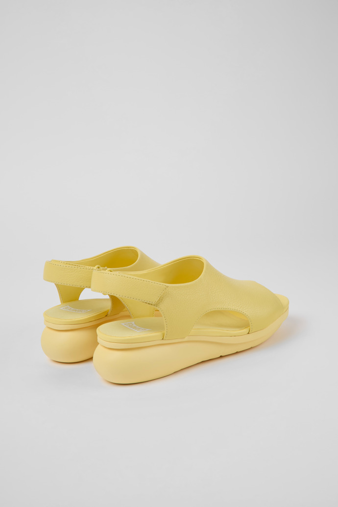 Back view of Balloon Yellow leather sandals for women