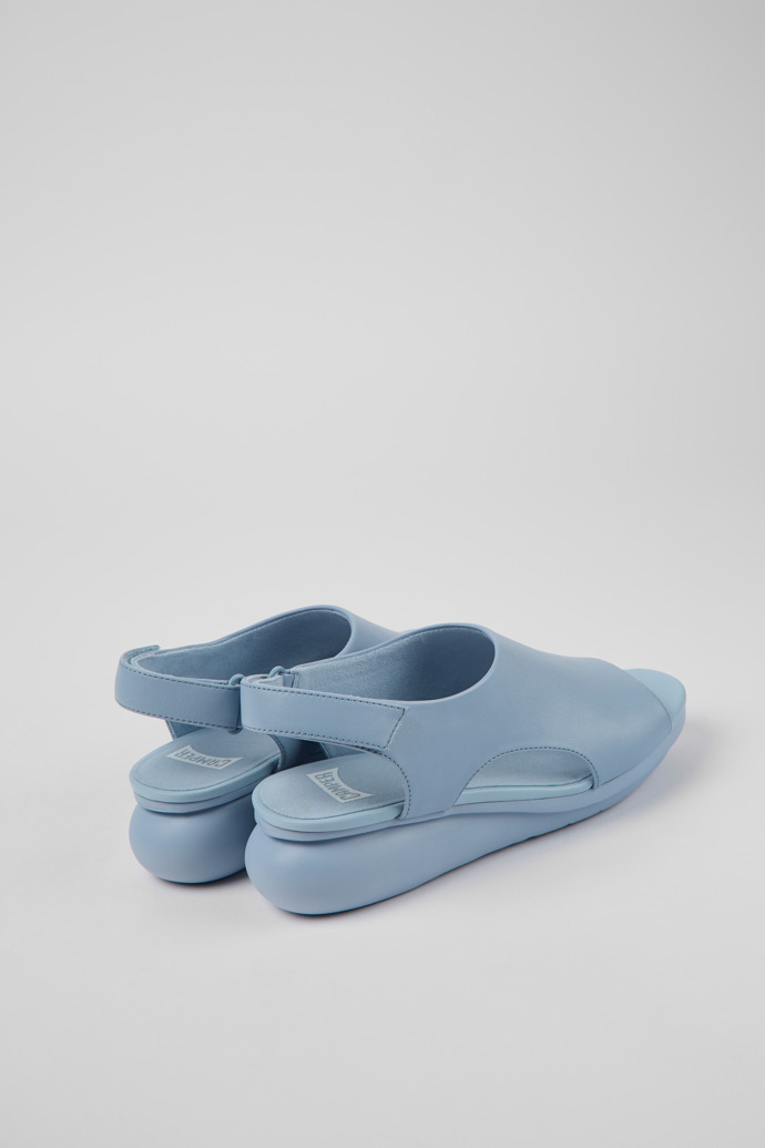 Back view of Balloon Light blue leather sandals for women