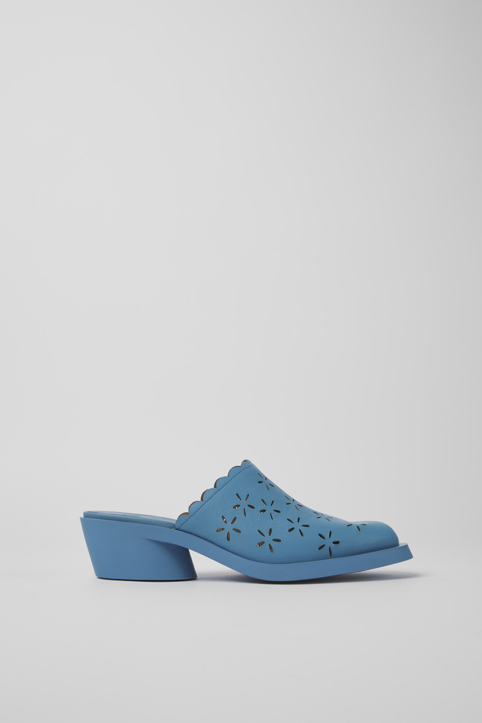 Side view of Bonnie Blue leather mules for women
