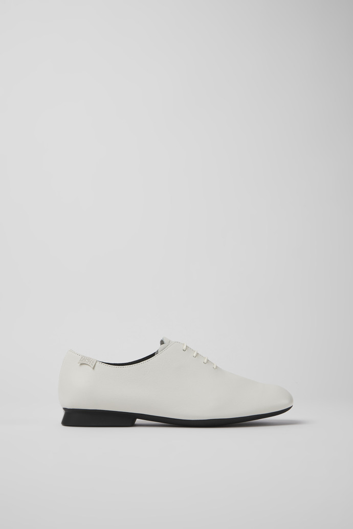 Side view of Casi Myra White leather shoes for women