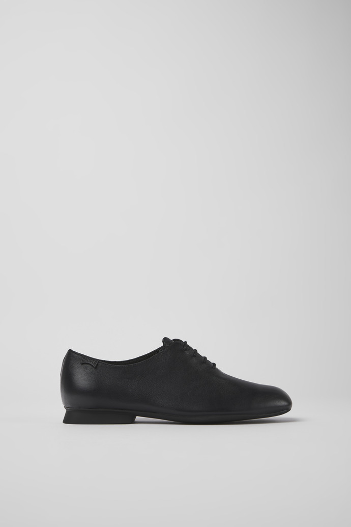 Side view of Casi Myra Black leather shoes for women
