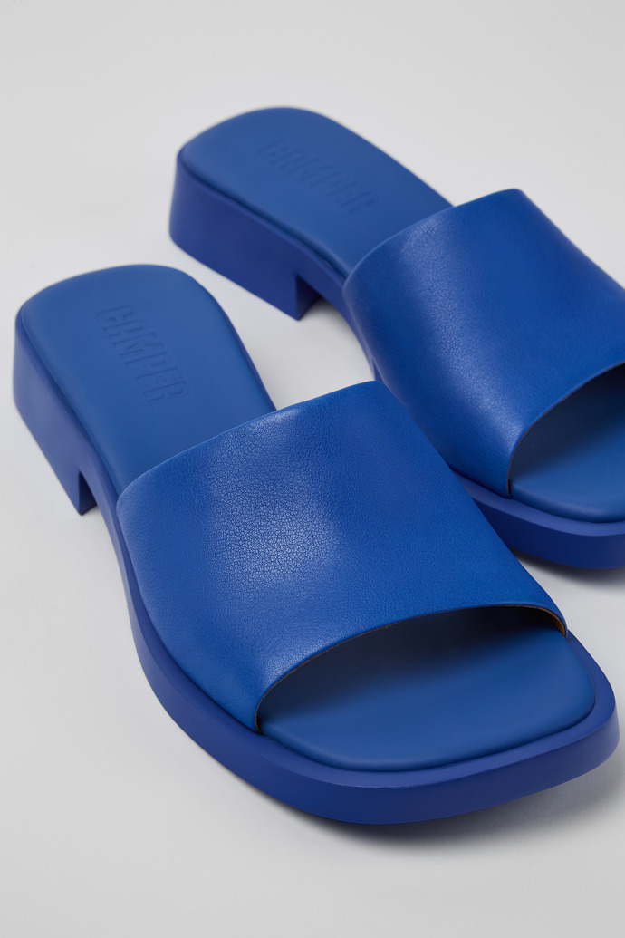 Close-up view of Dana Blue Leather Slide for Women