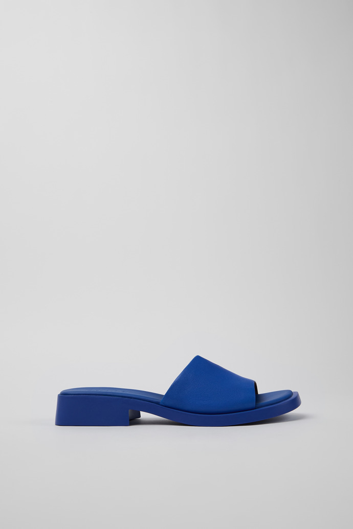 Image of Side view of Dana Blue Leather Slide for Women