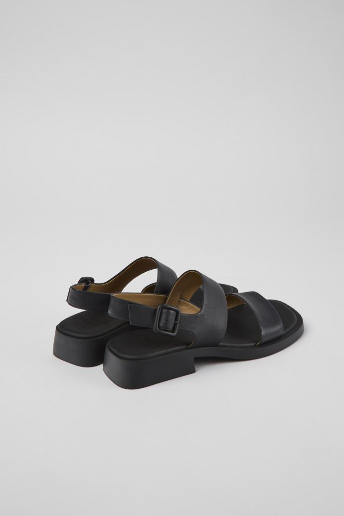 Back view of Dana Black leather sandals for women