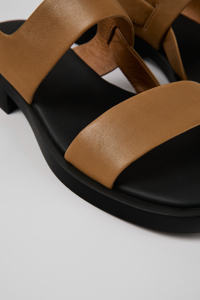 Close-up view of Dana Brown Leather 2-Strap Sandal for Women